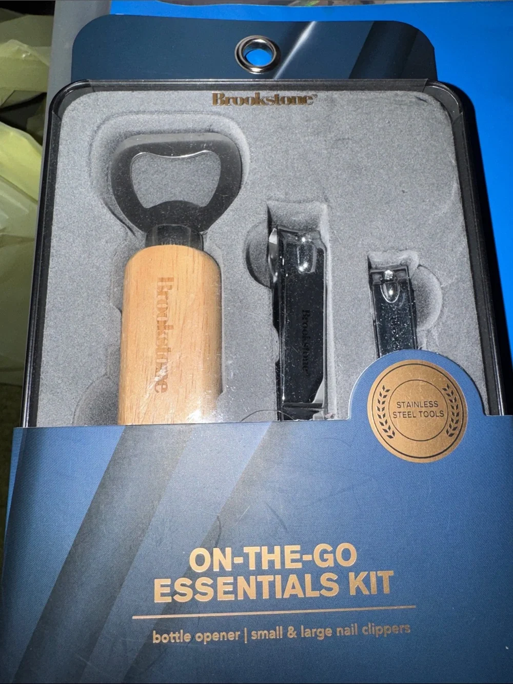 Brookstone Natural Wood & Silver Grooming Kit